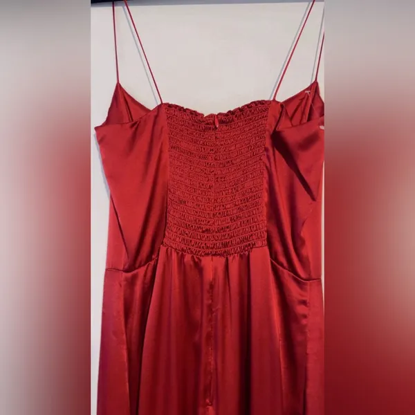 Reformation Red Satin Maxi Dress Slip Dress Cowl Neck Open Back Size 2 - Image 8