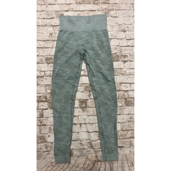 Gymshark Camo Seamless Leggings Sage‎ Green Size X Small Compression Adapt - Image 2