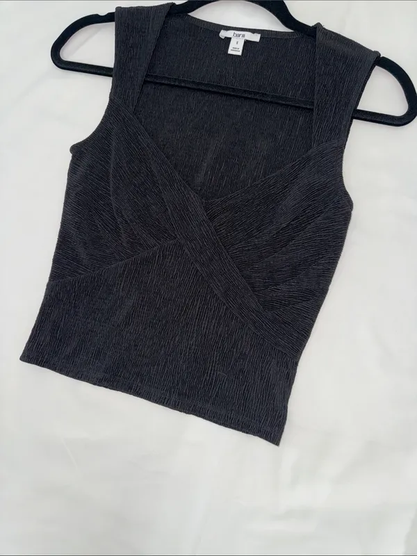 Bar III Black‎ Textured Surplice Tank - Image 3