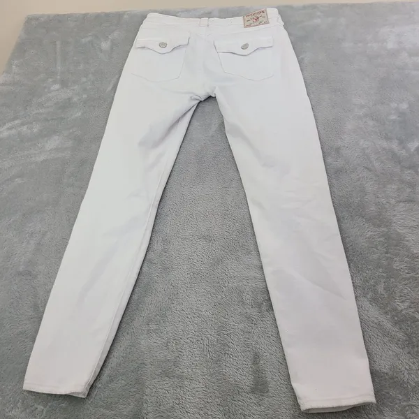 True Religion Jeans Women's 30 HALLE Mid Rise‎ Super Skinny White Denim - Image 9
