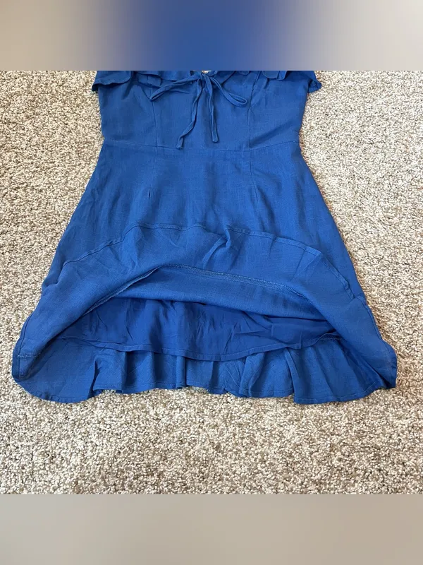 Lulus Days Like This Royal Blue Sleeveless Ruffled Linen Blend Mini Dress Sz XS - Image 9