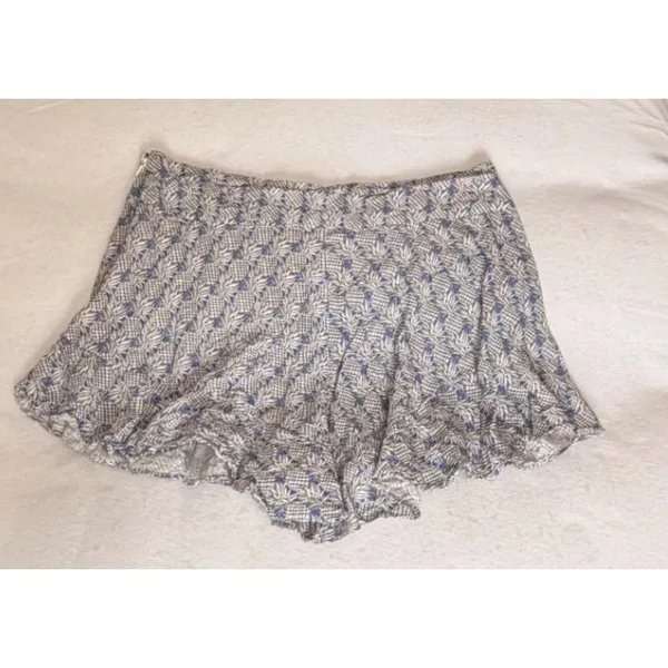 Maeve Anthropologie Pineapple Print Ruffle Hem Shorts Blue White Size 12 - Image 4