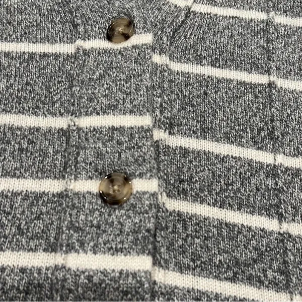 Banana Republic Wool/Cotton blend Gray Striped Cardigan S - Image 8