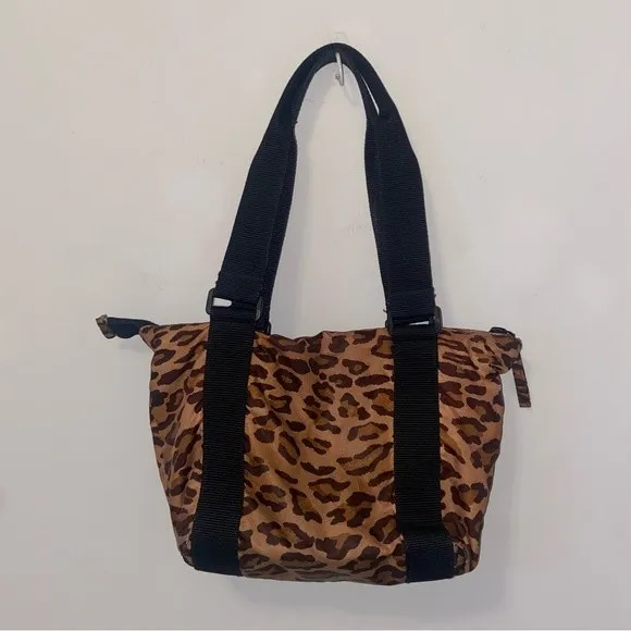 Lauren Ralph Lauren Leopard Print Shoulder Bag Black Strap Zip Closure - Image 5