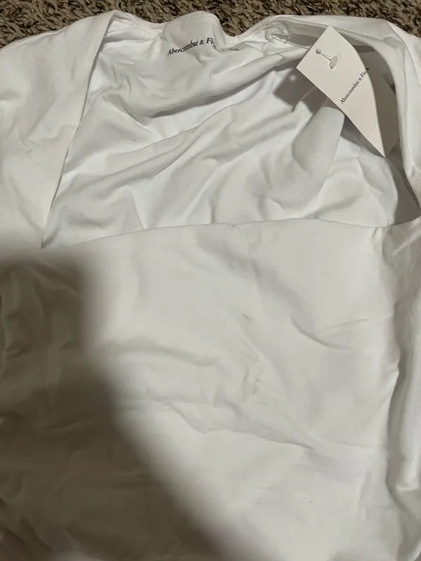 White Square Neck Ruched Long Sleeve Ava Top - Abercrombie & Fitch size S - Image 5