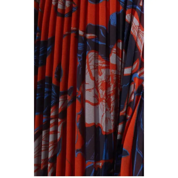 NWT Chelsea28 Floral Print Pleated Long Sleeve Dress Rust Blue Floral Sz XS $149 - Image 4