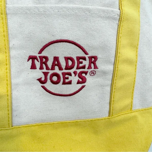 Trader Joe's Yellow and Cream Mini Tote Bag - Image 2