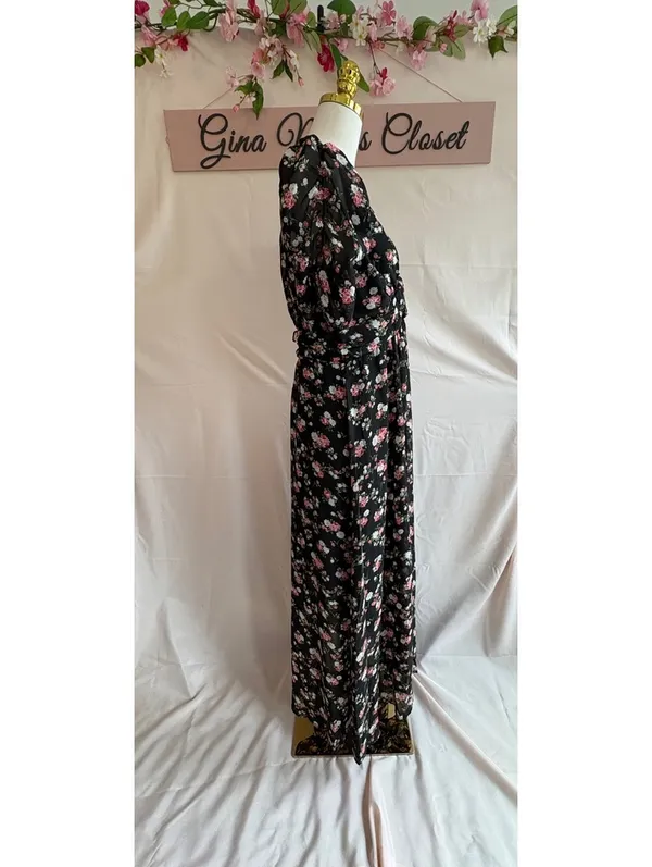 NY Collection Women's Black Floral Maxi Dress Size XL - Image 5