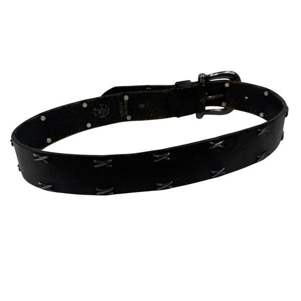 EXP Jeans Leather Belt Studded Whipstitch Brown Y2K Western‎ Grunge Small USA - Image 9