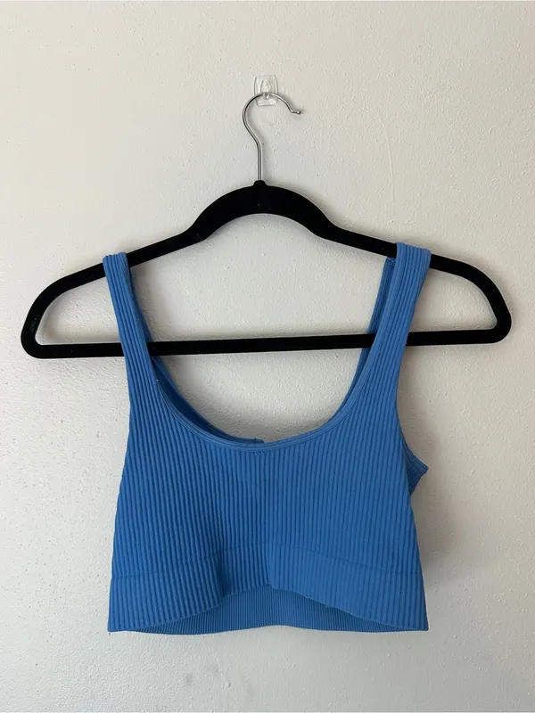 2 Garage pink and Blue Ribbed Crop Tank Top with Scoop - Image 2