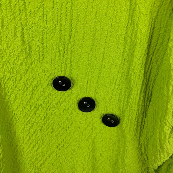 Ali Miles Womens‎ Lime Green Textured Button Accent Roll Tab Sleeve Tunic Top L - Image 2