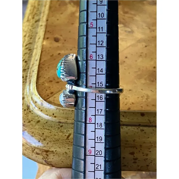 Royston Turquoise White Buffalo Sterling Silver Ring Size 7 - Image 8