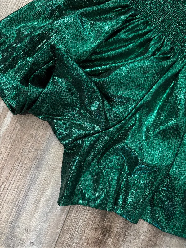 Queen of Sparkles Emerald Green All the Glory Metallic High Waisted Shorts XS - Image 7