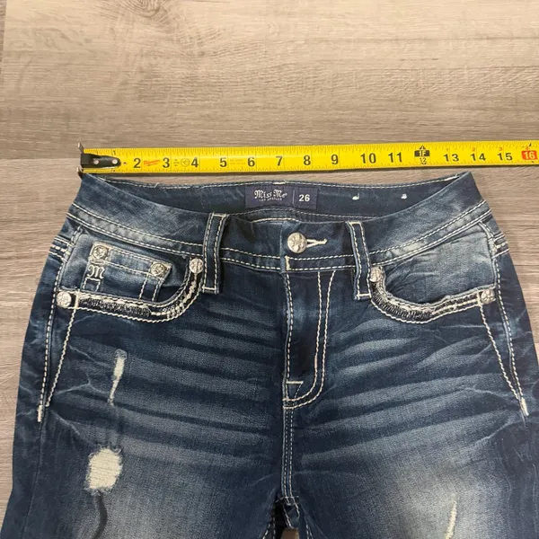 Miss Me Jeans Womens Curvy Ankle Skinny Distressed Flap Pockets Size 26 - Image 2