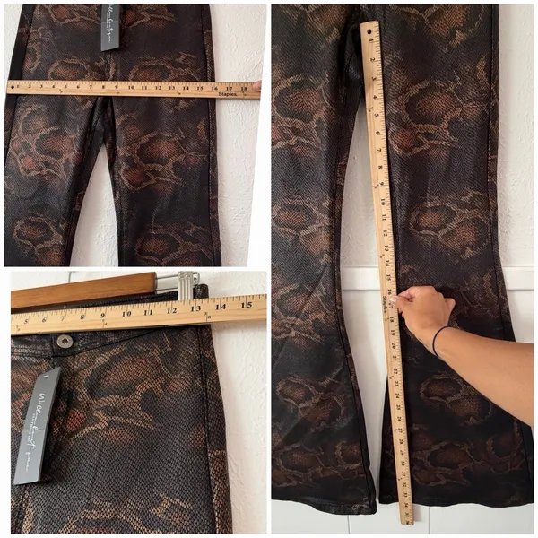 Willow Boutique XL Brown Snake Print Flare Pants High Rise Stretch Bell Bottom - Image 8