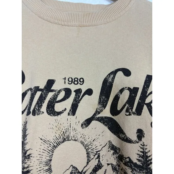 Urban Outfitters Crater Lake Overdyed Crew Neck Sweatshirt Small Yellow Oregon - Image 10