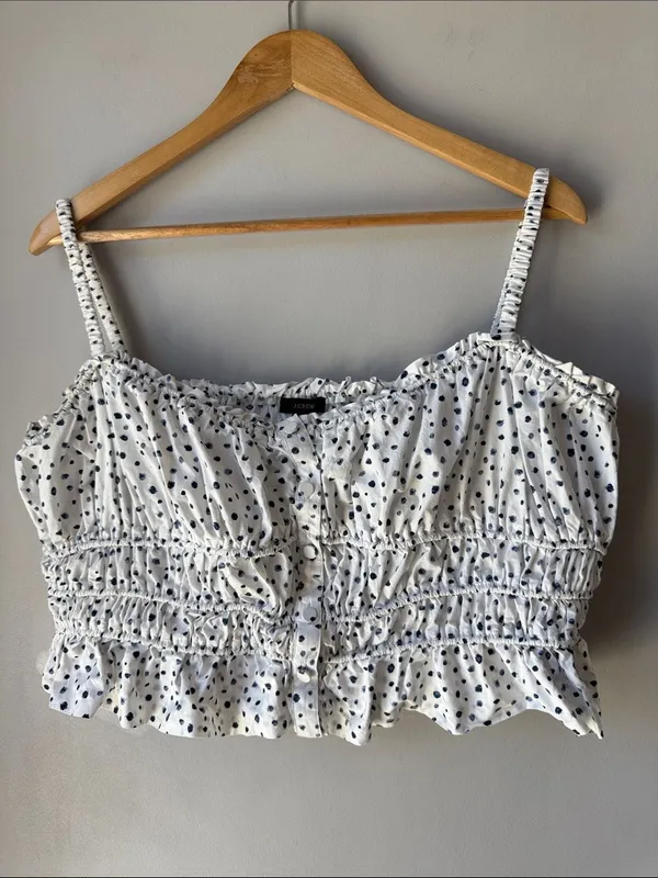 J. Crew Floral Crop Poplin Smocked Tank Top - Image 2