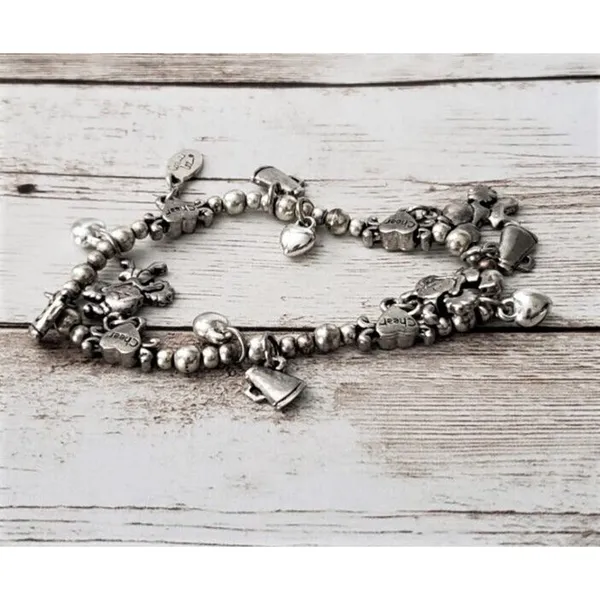 Vintage Cookie Lee Stretch Bracelet Silver Tone Cheer / Cheerleader Theme - Image 4