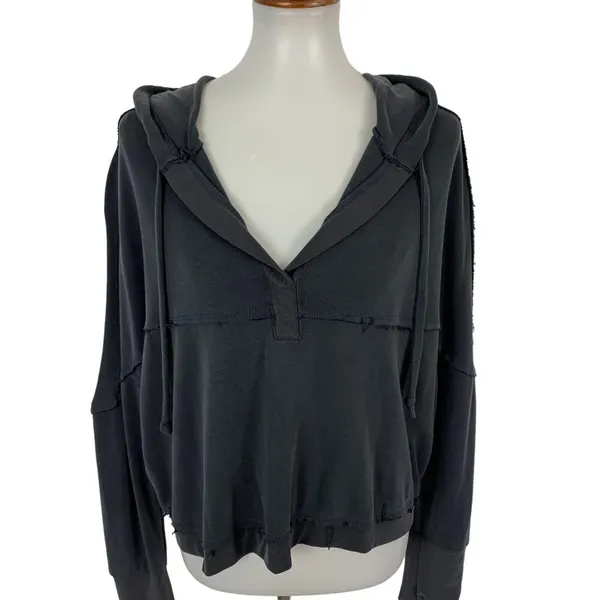 AS Revival‎ Black Slouchy Hoodie Long Sleeve Pullover Loungewear Small - Image 2