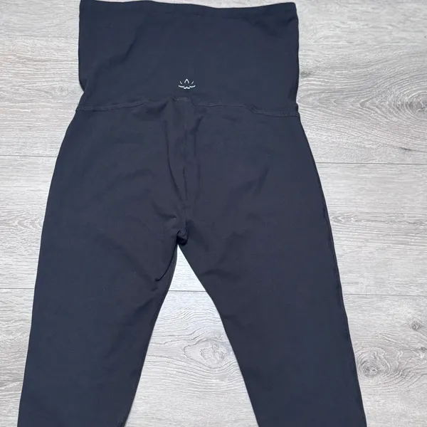 Beyond‎ the Bump Beyond Yoga Maternity Leggings Black Striped SP3431M Size Large - Image 2