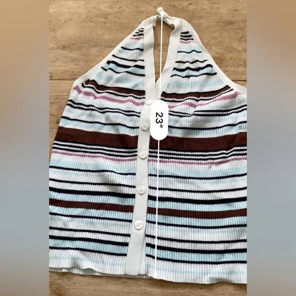 Abercrombie & Fitch Women’s Sz XL Striped Ribbed Halter Sweater Vest - Image 10