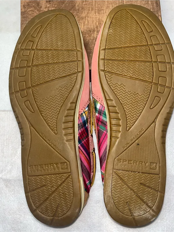 Sperry Top-Sider Pink Leather Plaid Accents Women’s Nautical Boat Shoes Size 8M - Image 9