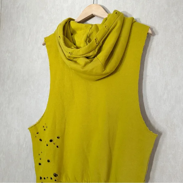 Niyama Sol Women’s Sleeveless Destroyed Hoodie Pullover in Chartreuse Yellow XL - Image 8