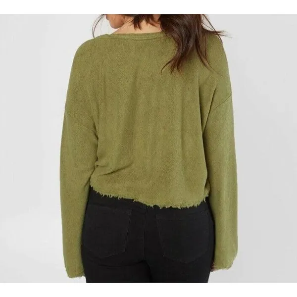 Free People Green Emmas Tie Henley Sweater Top Size XS - Image 2