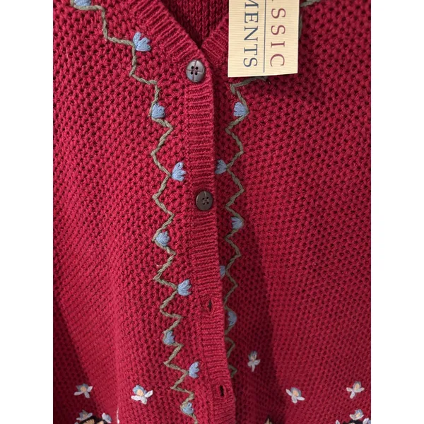 New‎ VTG Classic Elements Knit Vest Floral Embroidered Sleeveless Grandma Core - Image 4