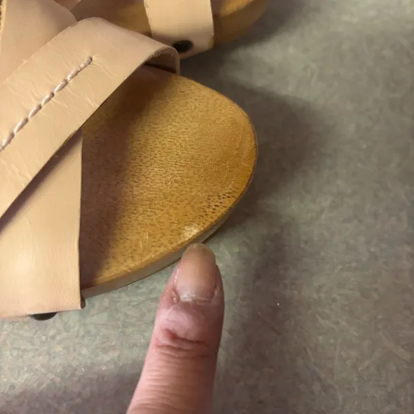 Anthropologie Schuler & Sons Philadelphia Neutral Preppy Coastal Boho Kitten Heel Wood Clogs 7 - Image 4