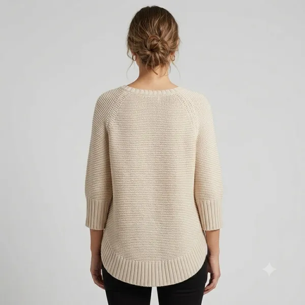 Sparrow Cream Ribbed Knit Poncho Sweater - Size Small - Image 2