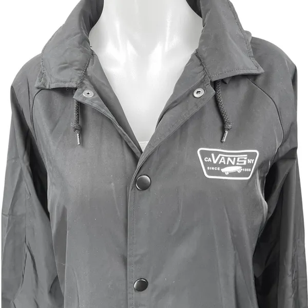 Vans Torrey Women's Black Button Hooded Hoodie Windbreaker Rain Coat Jacket S - Image 3