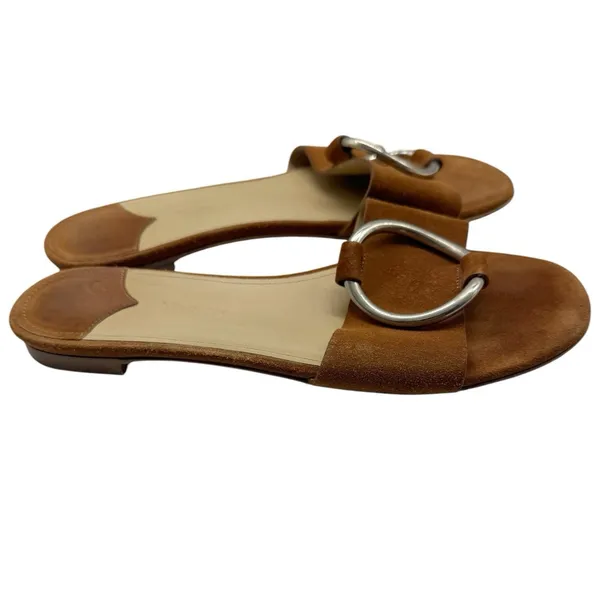 Theory Adeley Brown Suede Leather Ring Slip On Sandals Size 38.5 - Image 3