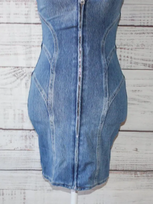 Guess Paneled Denim Bodycon Jeans Mini Dress Size XS - Image 5