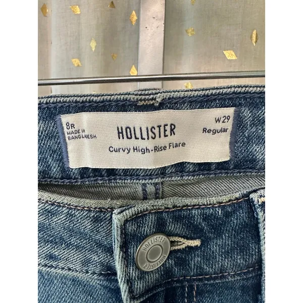 NWT Hollister Women's Curvy High Rise Flare Medium Wash Stretch Denim Jeans 29 - Image 5