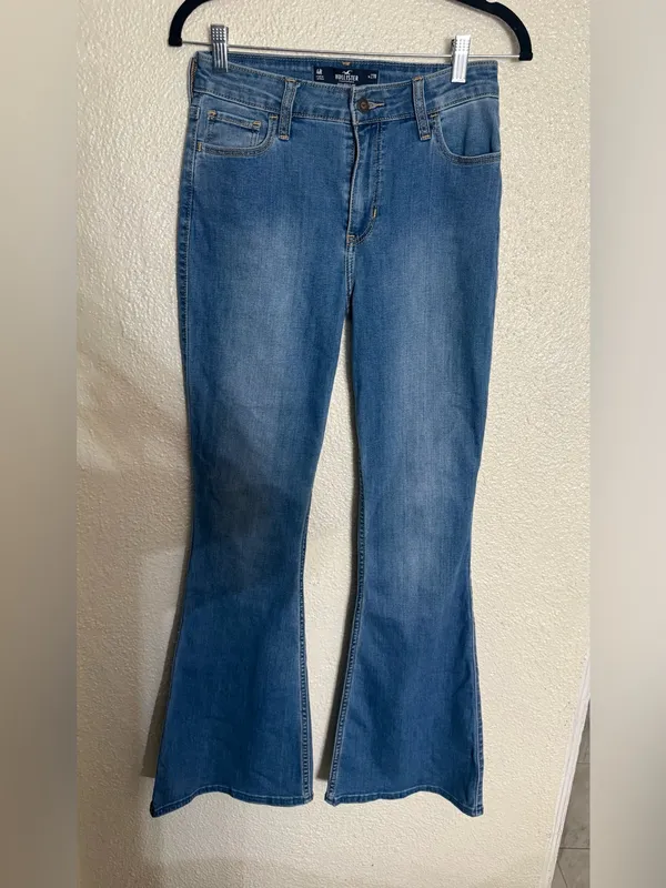 Hollister Y2K Mid-Rise Blue Flare bell bottom Jeans size 4R - Image 3