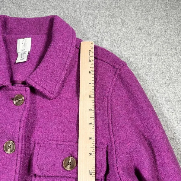 Joie Medium Jacket Button Boiled Wool Purple Pockets Shacket Womens Long Sleeve‎ - Image 5