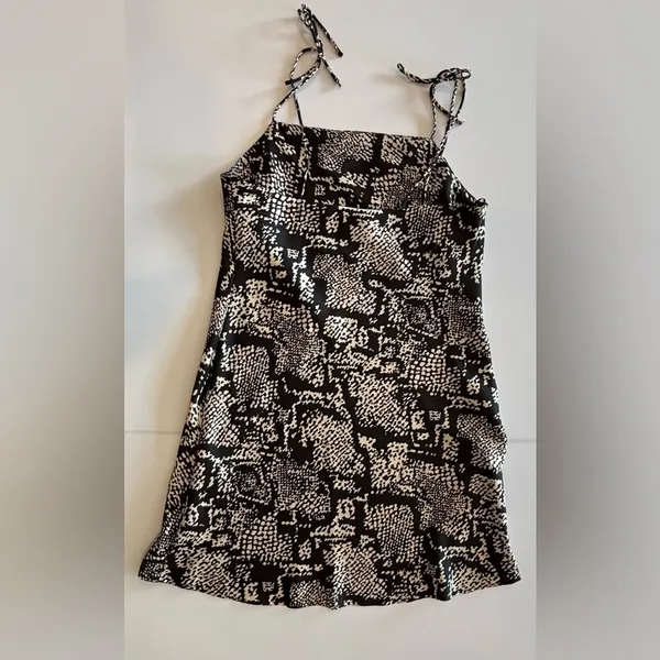 ZARA Black and Cream Printed Mini Slip Dress NWT Size‎ M - Image 14