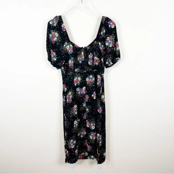 Anthropologie‎ Scarletta Sweetheart Neckline Puff Sleeve Floral Dress 2 Black - Image 3