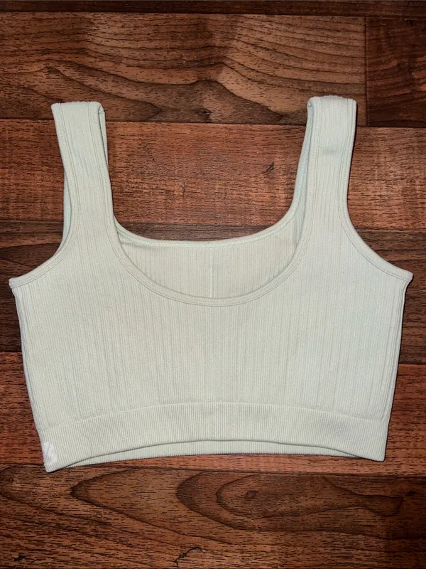 BuffBunny Ribbed Scoop Crop Tank - Light Green Medium - Image 2