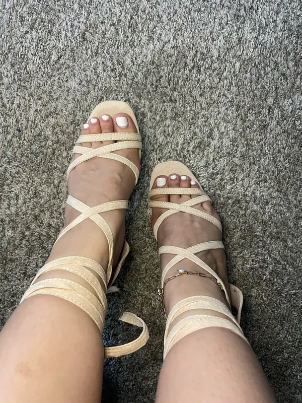 Lulus Nude Strappy Wraparound Heels – Size 7.5 - Image 2