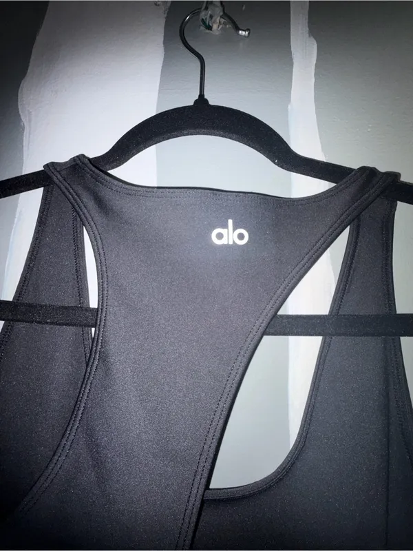 Alo Yoga Sleek Black Asymmetrical back One-Piece Bodysuit - Image 4