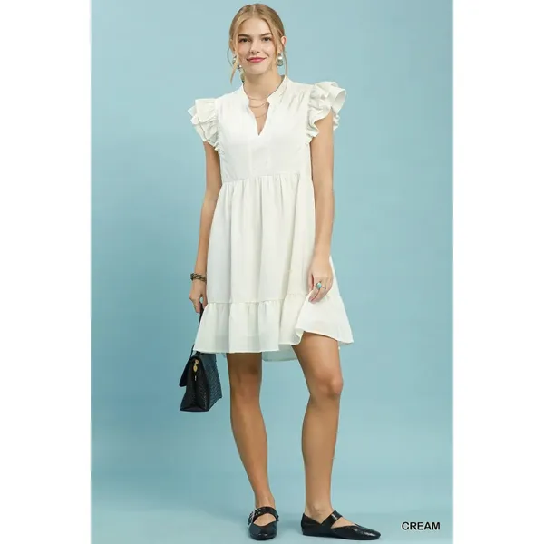 Umgee Ruffle Sleeve Babydoll Dress - Large - Image 5