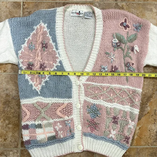 Vintage 90s y2k knit grandma cardigan - Image 3