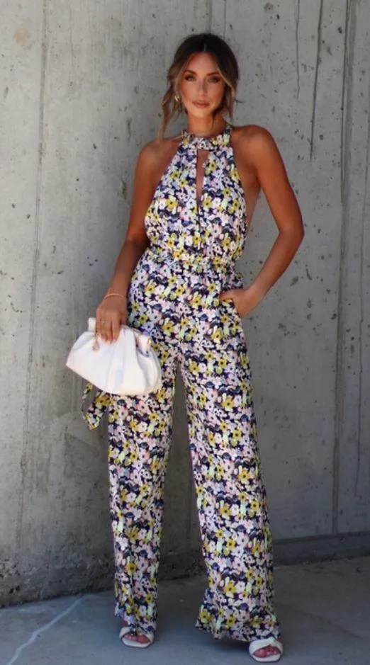 NWT VICI Bluma Floral Halter Jumpsuit Size L - Image 2