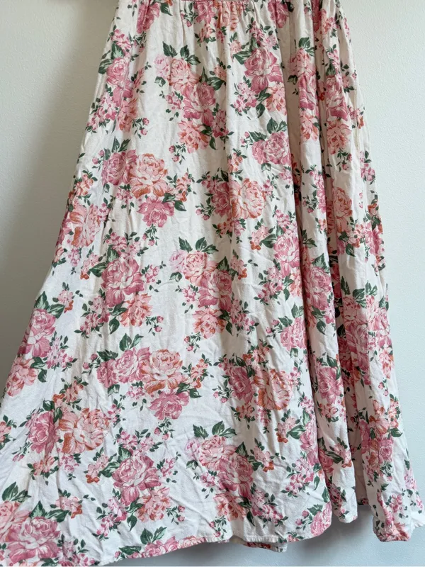 Altar'd State Floral Midi Dress Size Large Pink Wedding Cameron Linen - Image 8