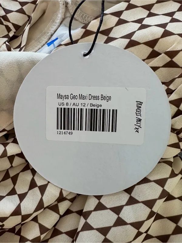 Princess Polly Maysa Geo Maxi Dress Beige Brown Size US 8 NWT - Image 5