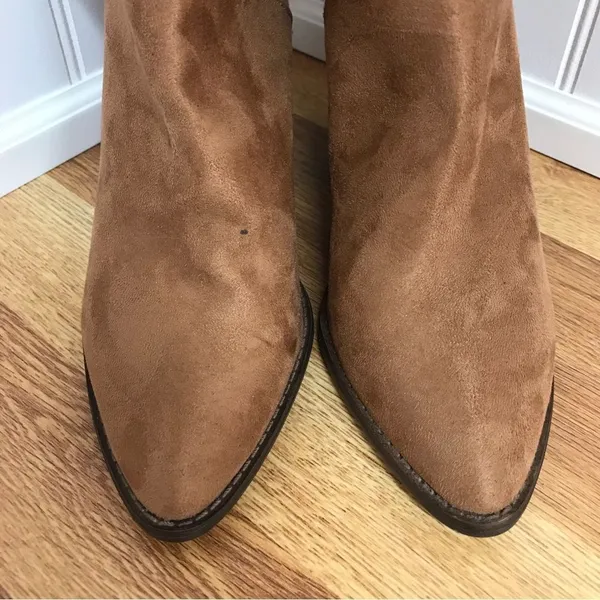 REPORT Faux Suede Slouch Midi Boot Size‎ 8 Tan Brown High Block Heel Western - Image 4