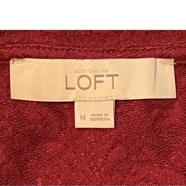 Ann Taylor LOFT Red Paisley Floral Textured‎ Lace Boatneck Top Womens Medium - Image 5