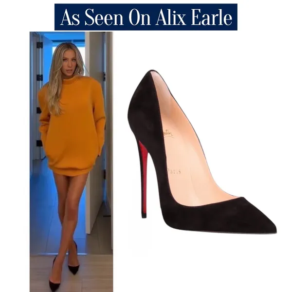 Christian Louboutin So Kate 120 Suede Pointed Toe Pumps Black Size 38 - Image 2